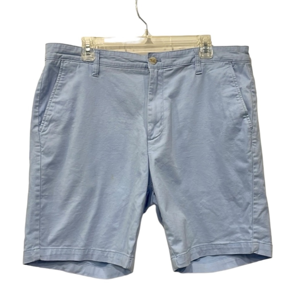Nautica Classic Fit Flat Front Stretch Chino‎ Mens Shorts Light Blue Sz 35